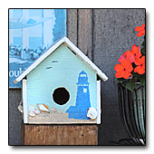 blue birdhouse