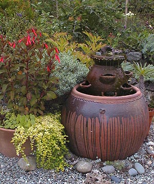 Strawberry Pot as a water feature.